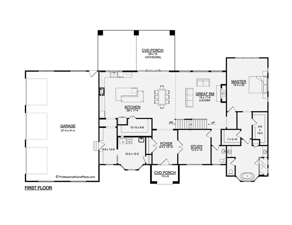 The Hickory main level floor plan